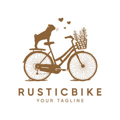 Dog and bicycle, white background, vector eps 10
