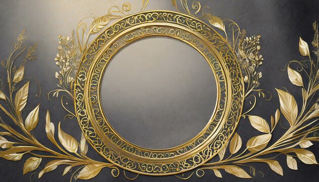 the lavish elegance of this collection, presenting circular gold wedding frame elements enriched with detailed botanical motifs, creating a truly enchanting visual experience. 