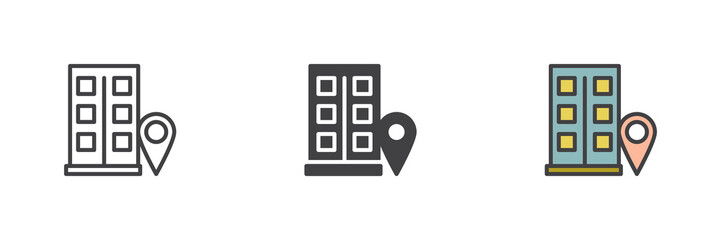 Office location pin different style icon set