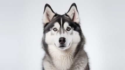 photograph alaskan malamute dog on white background - obrazy, fototapety, plakaty