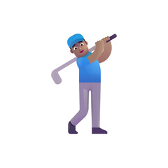Man Golfing: Medium Skin Tone