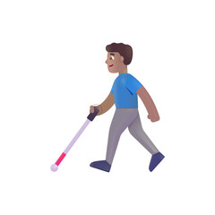 Man with White Cane: Medium Skin Tone