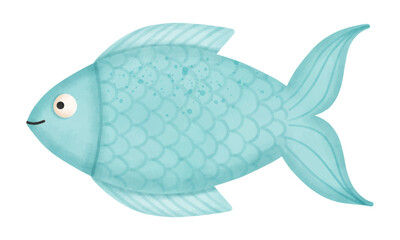 Hand drawn watercolor of fish isolated on white background. Vector illustration	