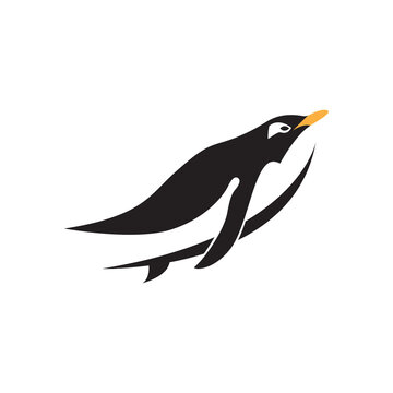 penguin swim icon logo design vector