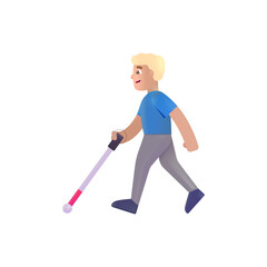 Man with White Cane: Medium-Light Skin Tone