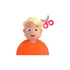 Person Getting Haircut: Medium-Light Skin Tone