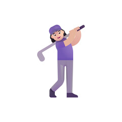 Woman Golfing: Light Skin Tone