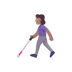 Woman with White Cane: Medium Skin Tone