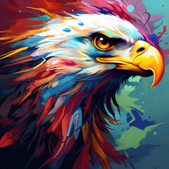 Vibrant Abstract Illustration of an Eagle