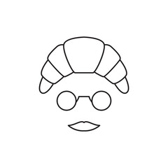 croissant chef icon logo design vector
