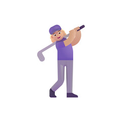 Woman Golfing: Medium-Light Skin Tone