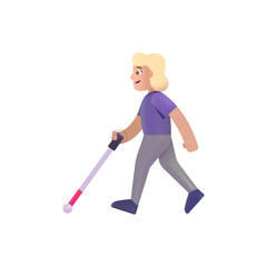 Woman with White Cane: Medium-Light Skin Tone