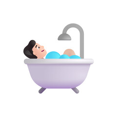 Person Taking Bath: Light Skin Tone