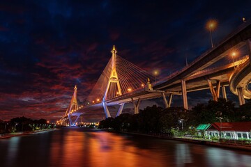 bridge at night in Bangkok