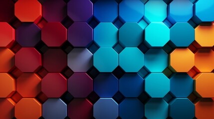 vibrant 3d hexagonal abstract background in a burst of colors - geometric artistic render for graphic design
