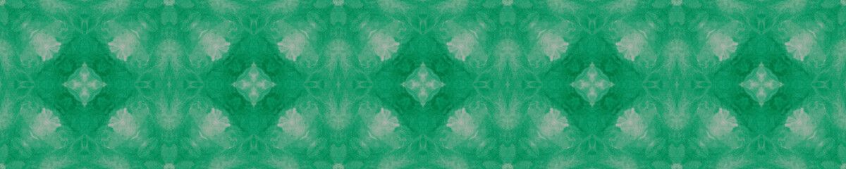 Green Indian Seamless Print. Mint Tile Pattern.