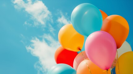 青空とカラフルな風船

