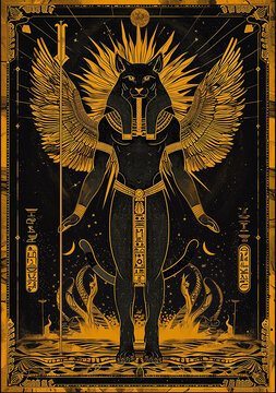 Egyptian pharaoh Vintage Animal God, warrior, in Royal Costumes, Fantasy gods of Egypt