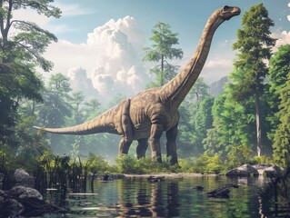 Obraz premium Brachiosaurus in its natural habitat