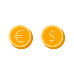 World currency coins. Currency signs of different countries. Symbols of currencies in flat style. Vector illustration.