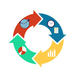 Circle arrows icon, Round reload sign, repeat icon, rotate arrow symbol, Vector illustration