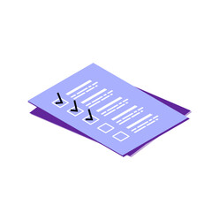  a check mark document or task . isometric vector illustration.