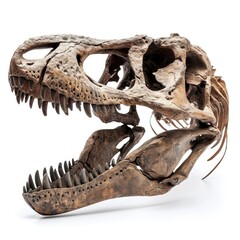Huge dinosaur skull isolated on white background