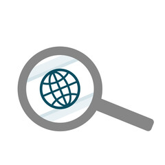 World net in the magnifying glass graphic sign.  web searching concept . Vector illustration