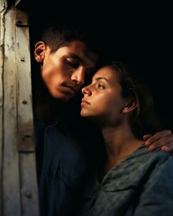Young couple standing close together