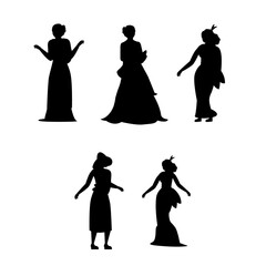 Multiple images of a girl. Silhouette Girlfriends on a white background. Vector illustration. 