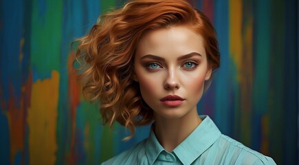 Obraz na płótnie Canvas portrait of a fashion woman, fashioned hairs of a woman, portrait of a pretty young fashion model, pretty fashion girl in studio