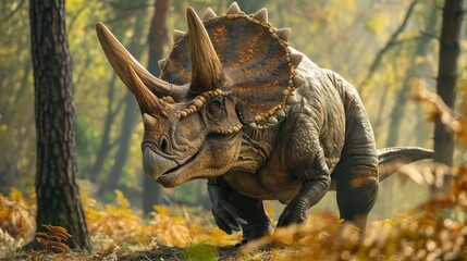Triceratops in its natural habitat - obrazy, fototapety, plakaty