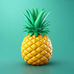Pineapple 3d icon. The tropical fruit render style