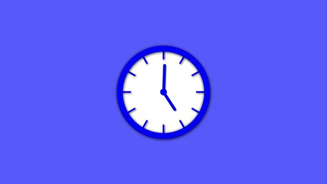 Simple white analog clock animated on a solid blue background