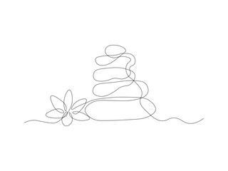 Abstract stack of hot stones, SPA logo,massage,continuous one line art hand drawing sketch