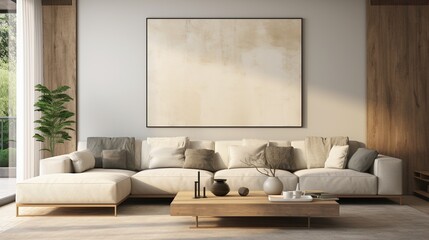 Natural color of living room concept with sofa and coffee table.