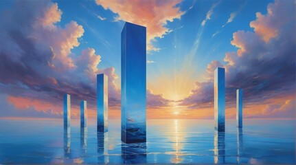 plant at sunset - ai generate 