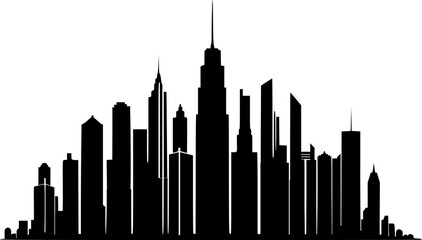 City Skyline Silhouette, skyscraper landscape Background