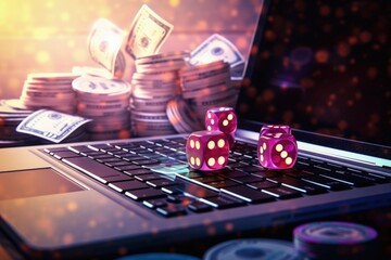 Online gambling for profit with casino games. - obrazy, fototapety, plakaty