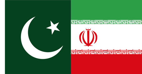Pakistan and Iran flags: concept of 
2024 Iranian missile strikes in Pakistan
