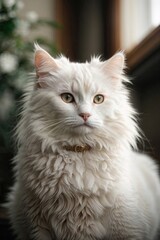 AI-Generated White Cat - Digital Artwork