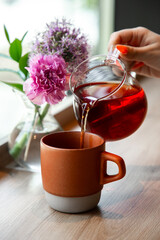 cup of tea and flowers