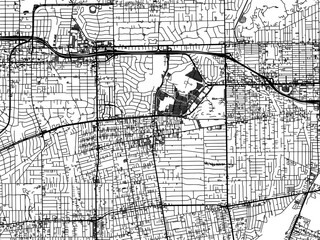 Vector road map of the city of  Arcadia  California in the United States of America with black roads on a white background.