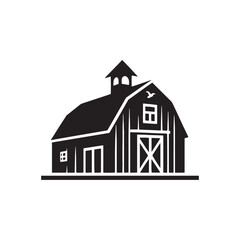 Time-Worn Elegance: Barn Silhouette Illustrating the Aged Beauty of Farm Structures - Barn Illustration - Farm House Vector
