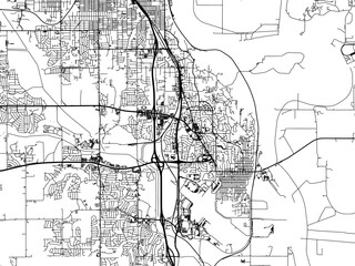 Obraz premium Vector road map of the city of Bellevue Nebraska in the United States of America with black roads on a white background.