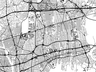 Vector road map of the city of  Brentwood  New York in the United States of America with black roads on a white background.