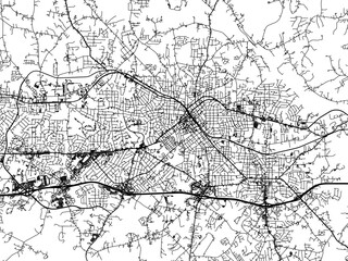 Vector road map of the city of  Burlington  North Carolina in the United States of America with black roads on a white background.