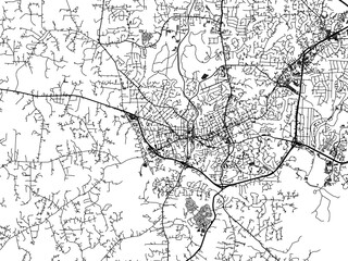 Obraz premium Vector road map of the city of Chapel Hill North Carolina in the United States of America with black roads on a white background.