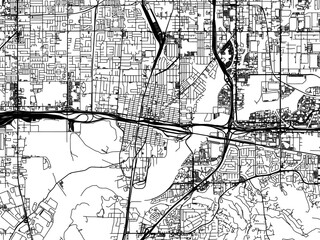 Vector road map of the city of  Colton  California in the United States of America with black roads on a white background.