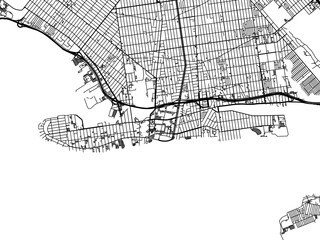 Fototapeta na wymiar Vector road map of the city of Coney Island New York in the United States of America with black roads on a white background.